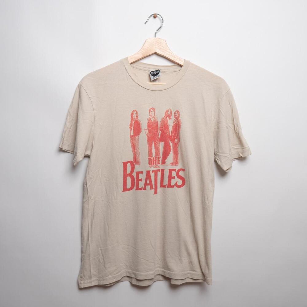 The Beatles Men's Cream and Red Tshirt